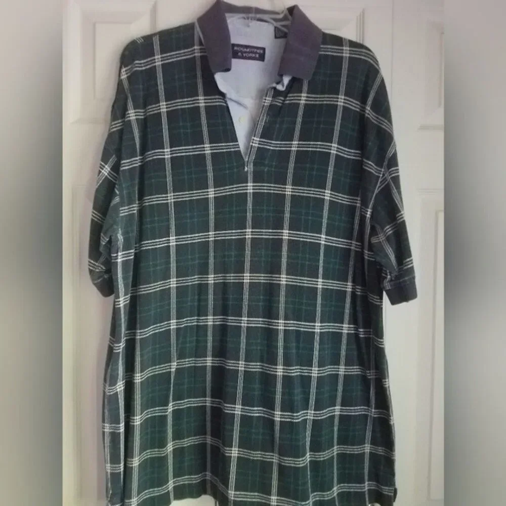 🇺🇲3/$15🇺🇲 Roundtree & Yorke Green Check Polo Size Large
